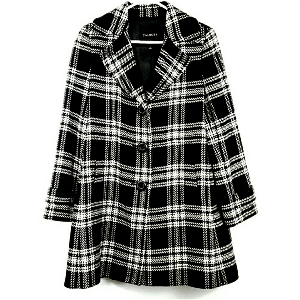 Talbots Wool Blend Plaid Coat